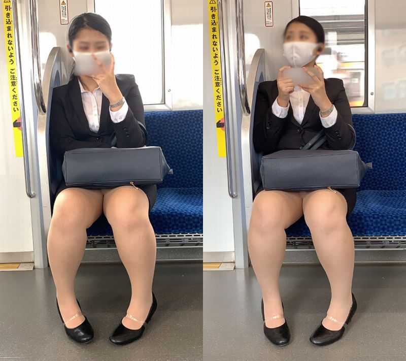 電車で対面に座るリクルートスーツの就活生が気になるwww